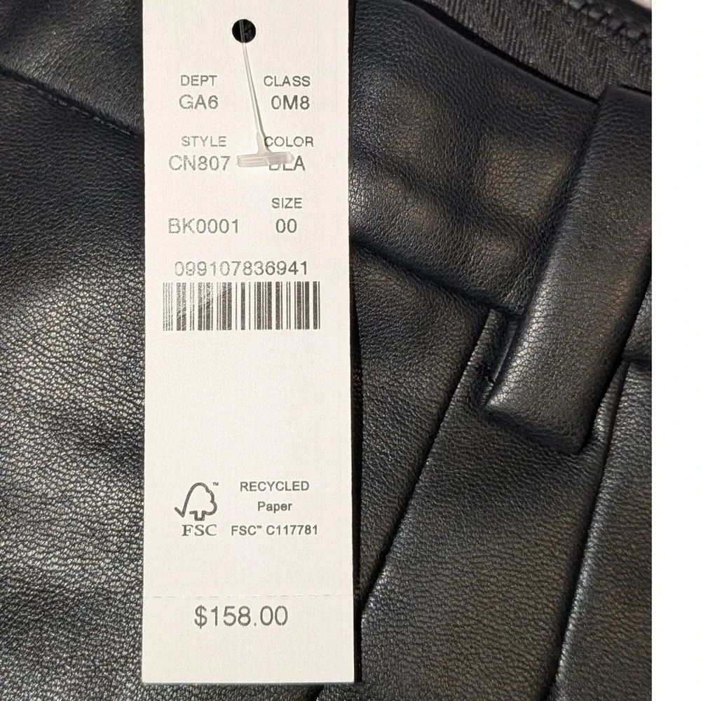 J. Crew Black Faux Leather‎ Pleated Shorts Size 00 High Rise NWT $158